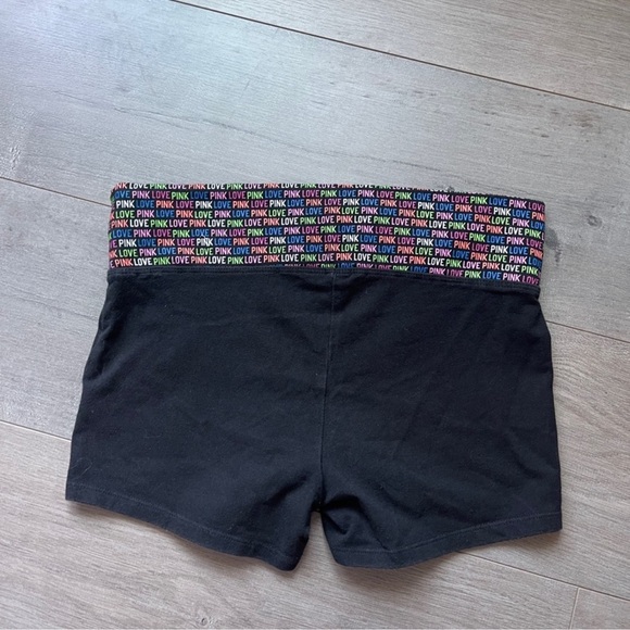 PINK Victoria's Secret Women's Black Shorts with Multicolor Waistband Small - Picture 3 of 3